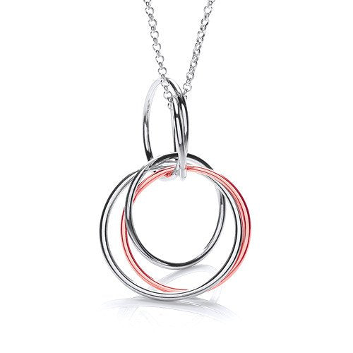 Interlocking 2 Tier Circles Pendant With 18" Chain