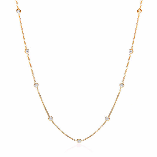 Gold Coated Rubover 11 Cubic Zirconia's Necklace 18"