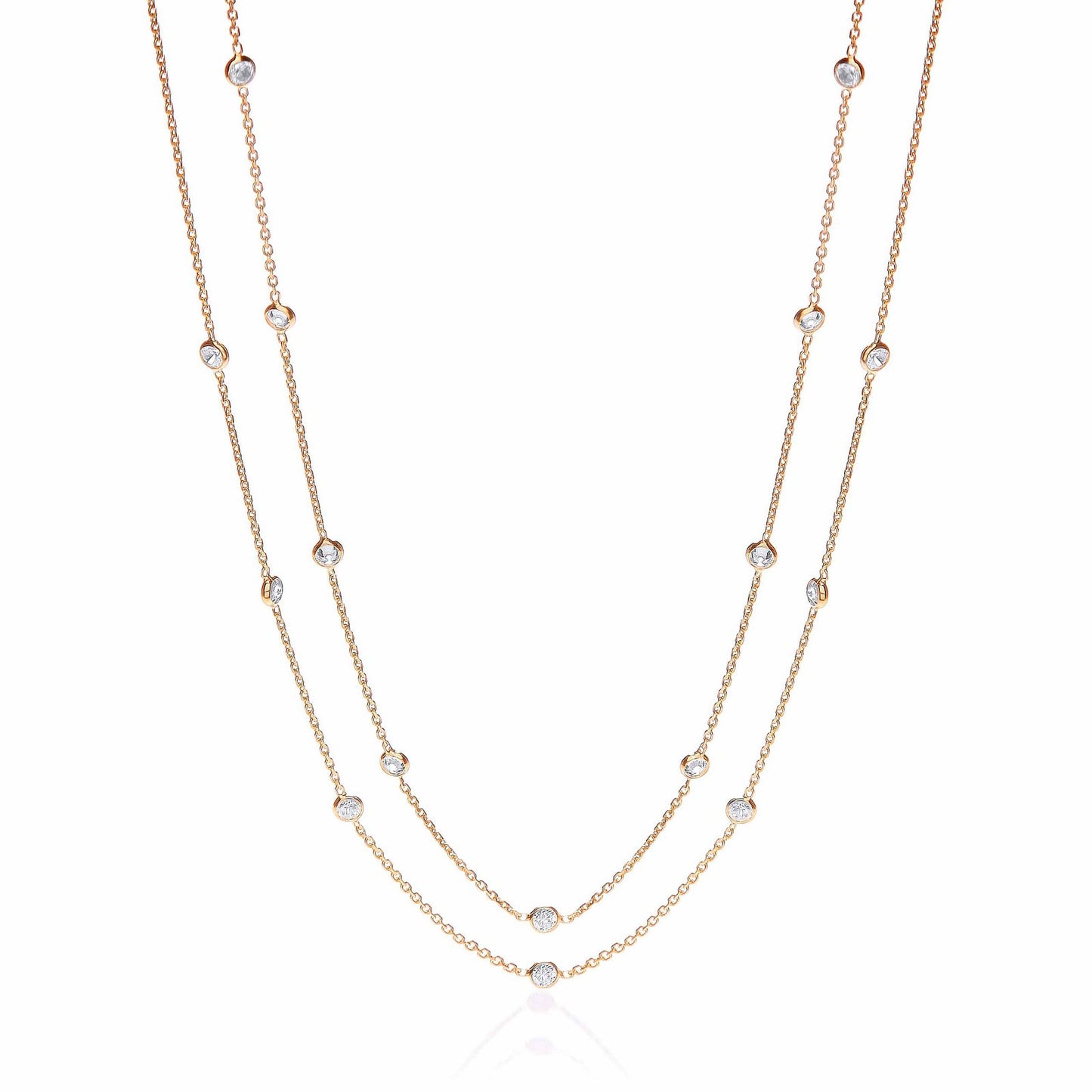 Gold Coated Rubover 23 Cubic Zirconia's Necklace 38"