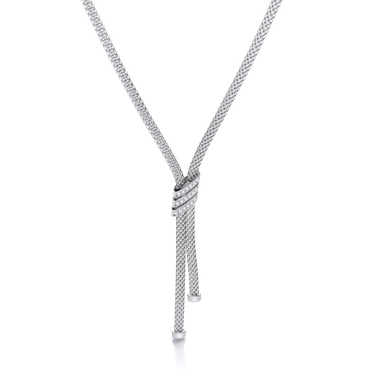 Necklace With 3 Stripes Cubic Zirconia's 17"