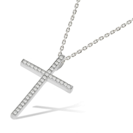 Micro Pave Cubic Zirconia Cross With Chain