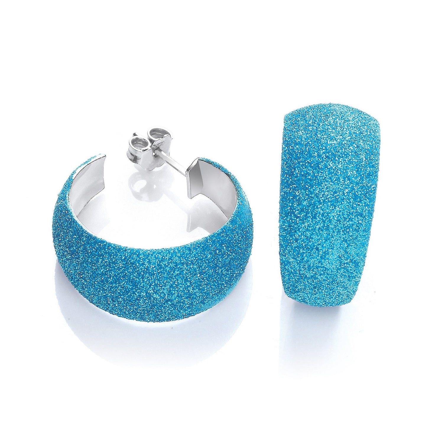 Moondust Finish Blue Colour Rh.plated Earrings