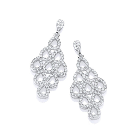 Micro Pave' White Cubic Zirconia Drop Earrings