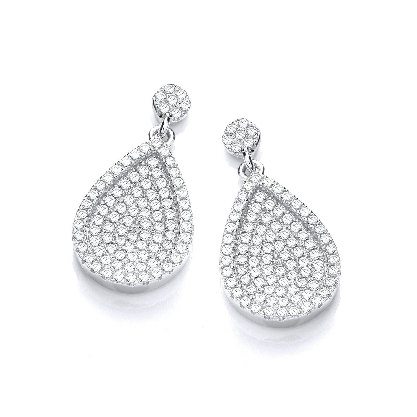 Micro Pave' Pear Shape Cubic Zirconia Drop Earrings
