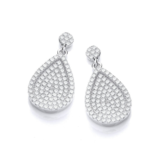 Micro Pave' Pear Shape Cubic Zirconia Drop Earrings