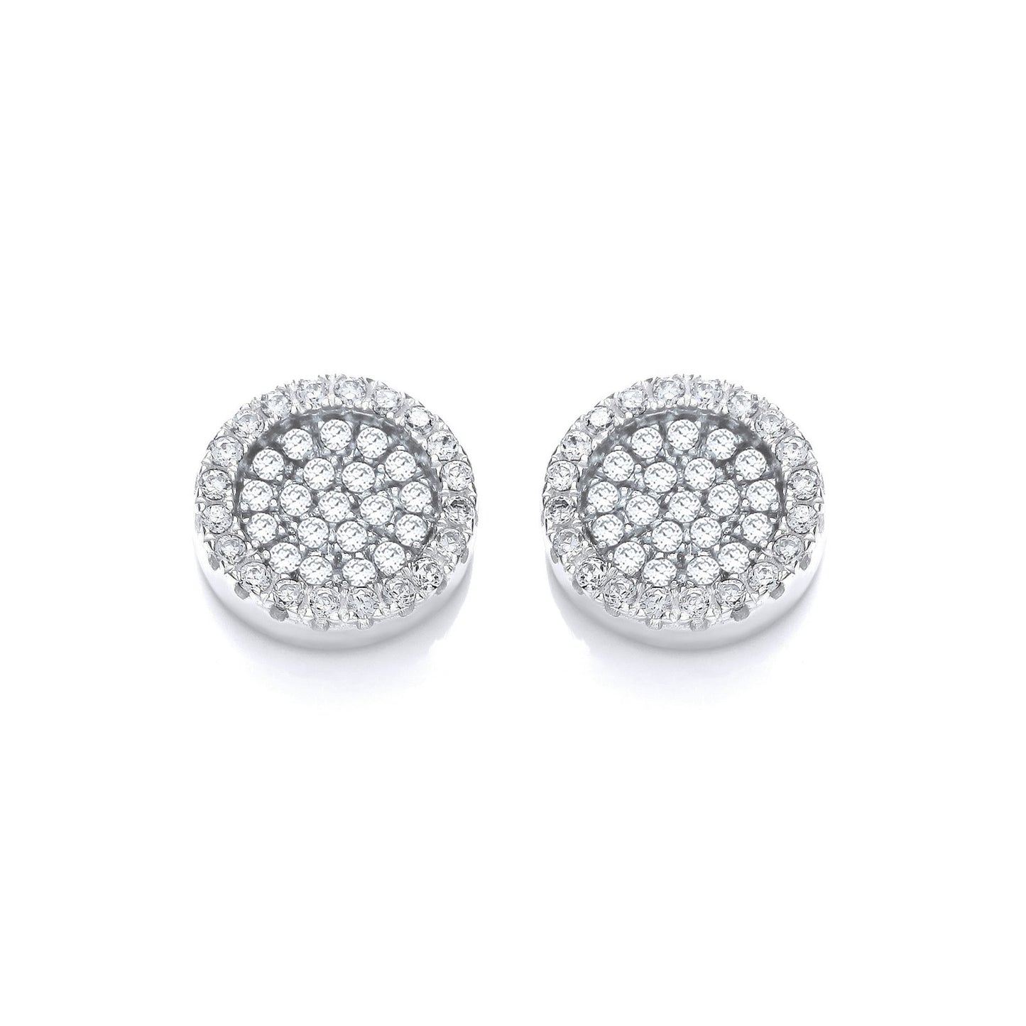 Micro Pave' Round Cubic Zirconia Stud Earrings
