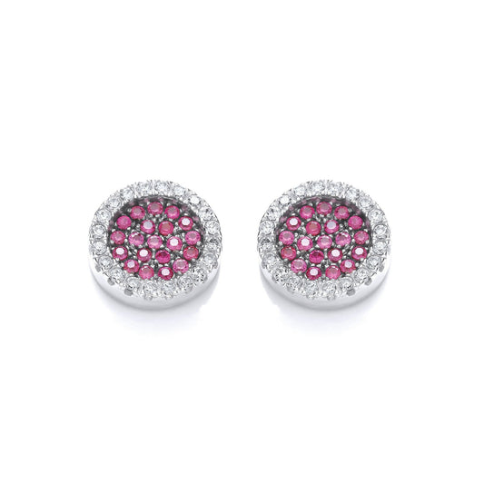 Micro Pave' Round Pink Cubic Zirconia Stud Earrings