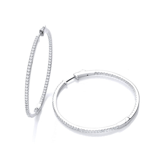 Micro Pave' Big Round Hoop Cubic Zirconia Earrings