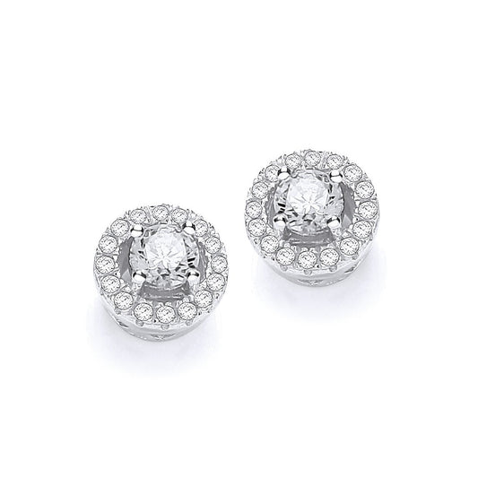 Micro Pave' Halo Style Cubic Zirconia Earrings