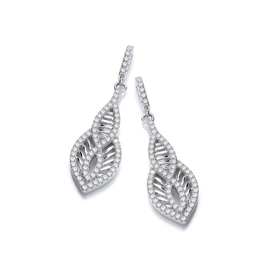 Micro Pave' Cubic Zirconia Encrusted Teardrop Shaped Earrings