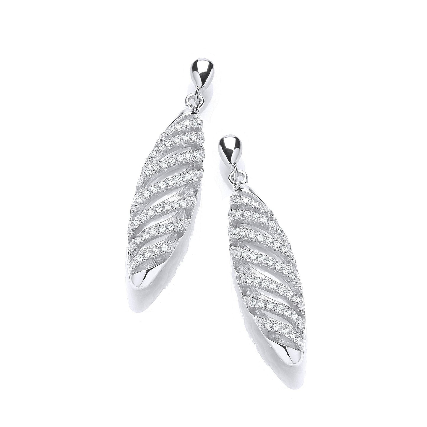 Micro Pave' Fancy Swirl Cubic Zirconia Drop Earrings