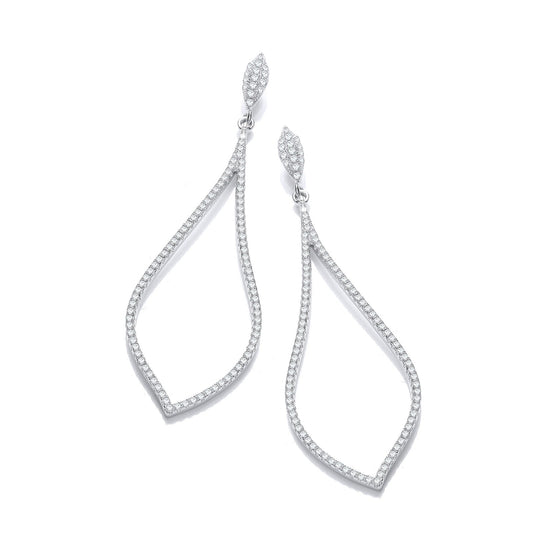 Micro Pave' Long Teardrop Cubic Zirconia Earrings