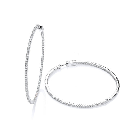 Micro Pave' 60mm Round Hoop Cubic Zirconia Earrings