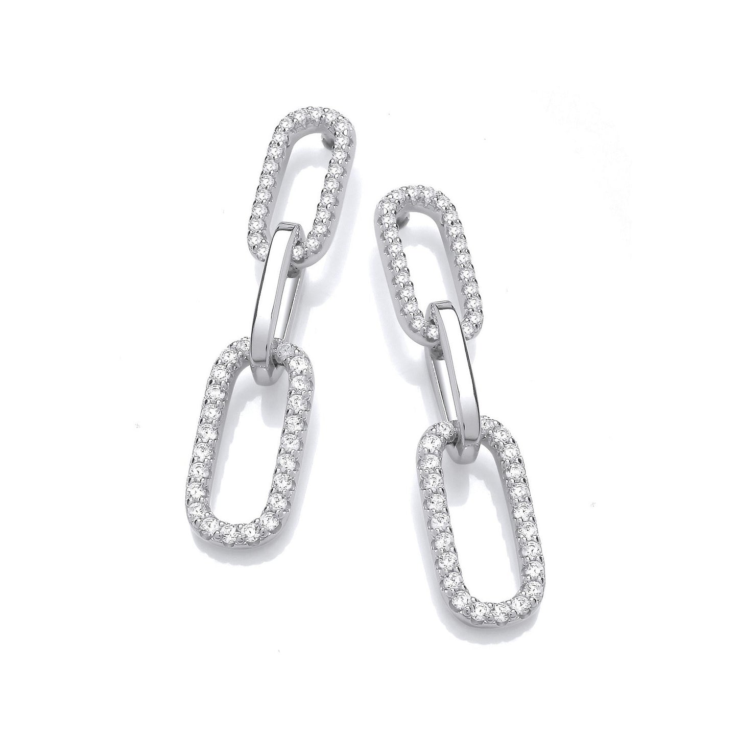 Paper Clip Micro Pave Cubic Zirconia Drop Earrings