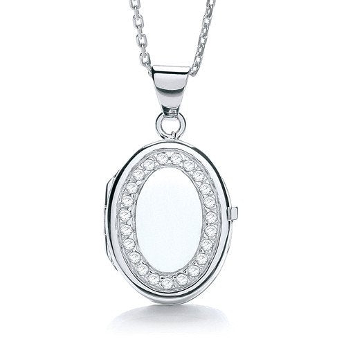 Oval Shape With Cubic Zirconia's Locket