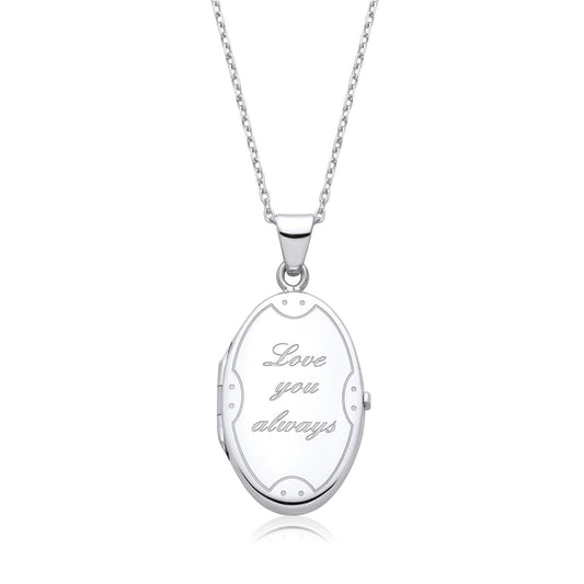 Love You Always Oval Silver Locket