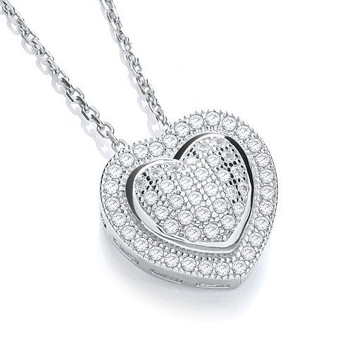 Micro Pave' Heart Pendant With 18" Chain
