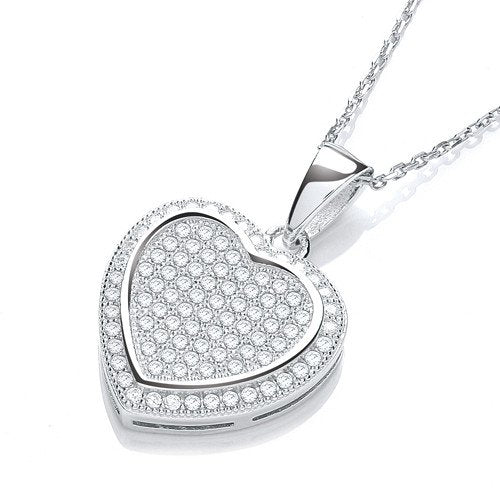 Micro Pave' Heart Pendant With 18" Chain