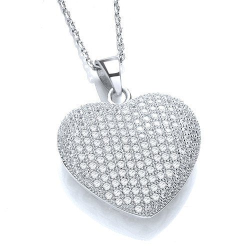 Micro Pave' Heart Pendant With 18" Chain