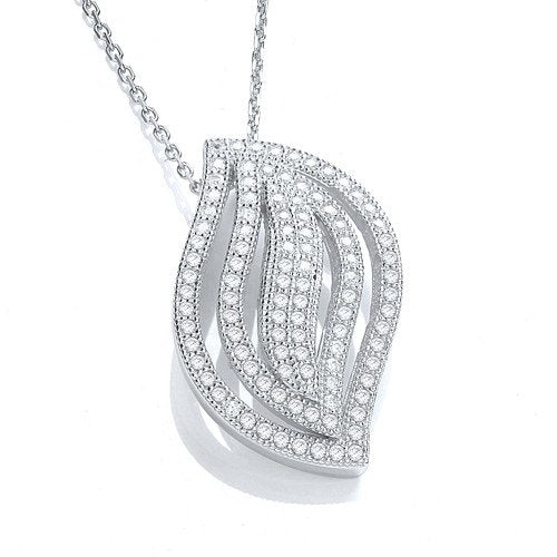 Micro Pave' Fancy Pendant Cubic Zirconia With 18" Chain