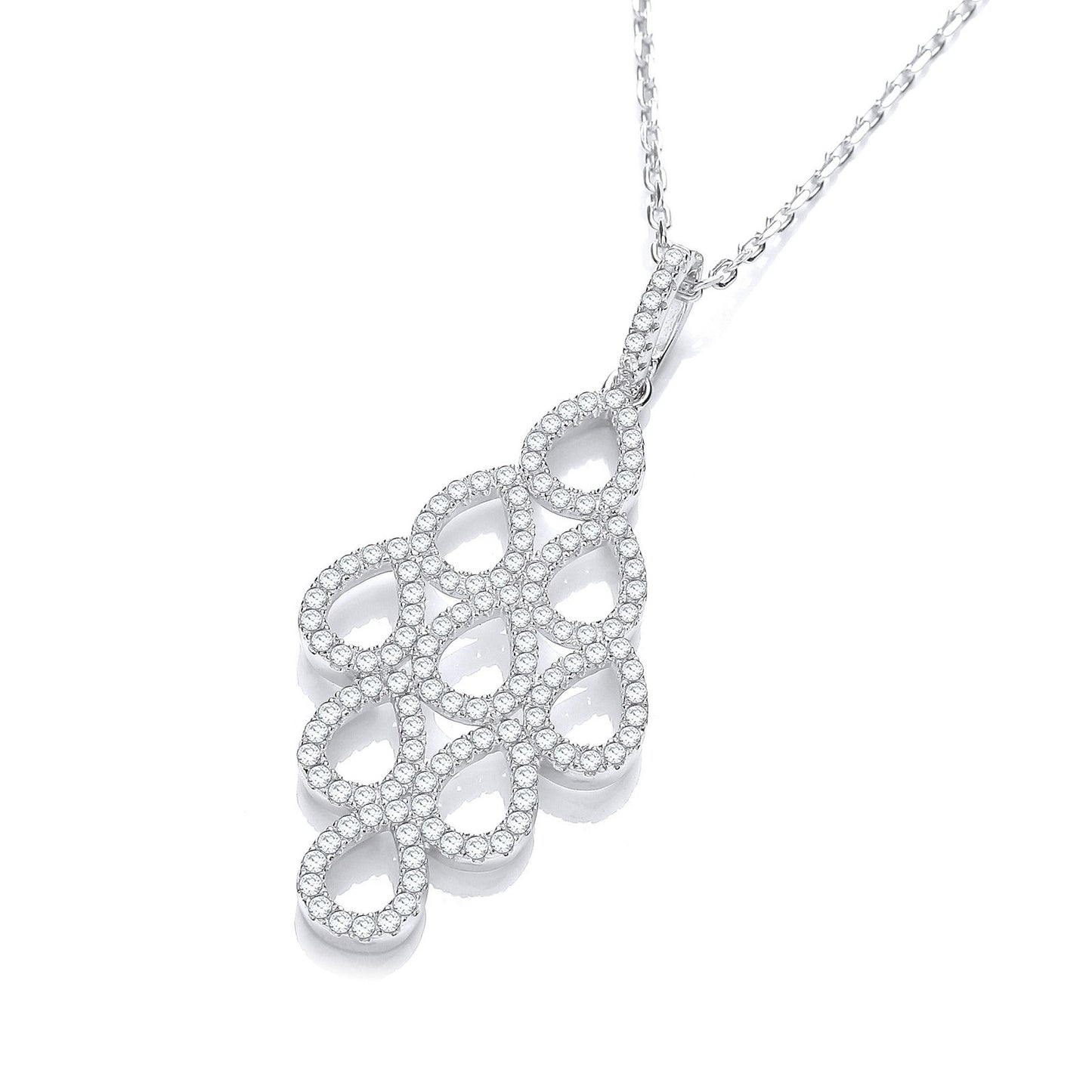 Micro Pave' White Drop Pendant With 18" Chain