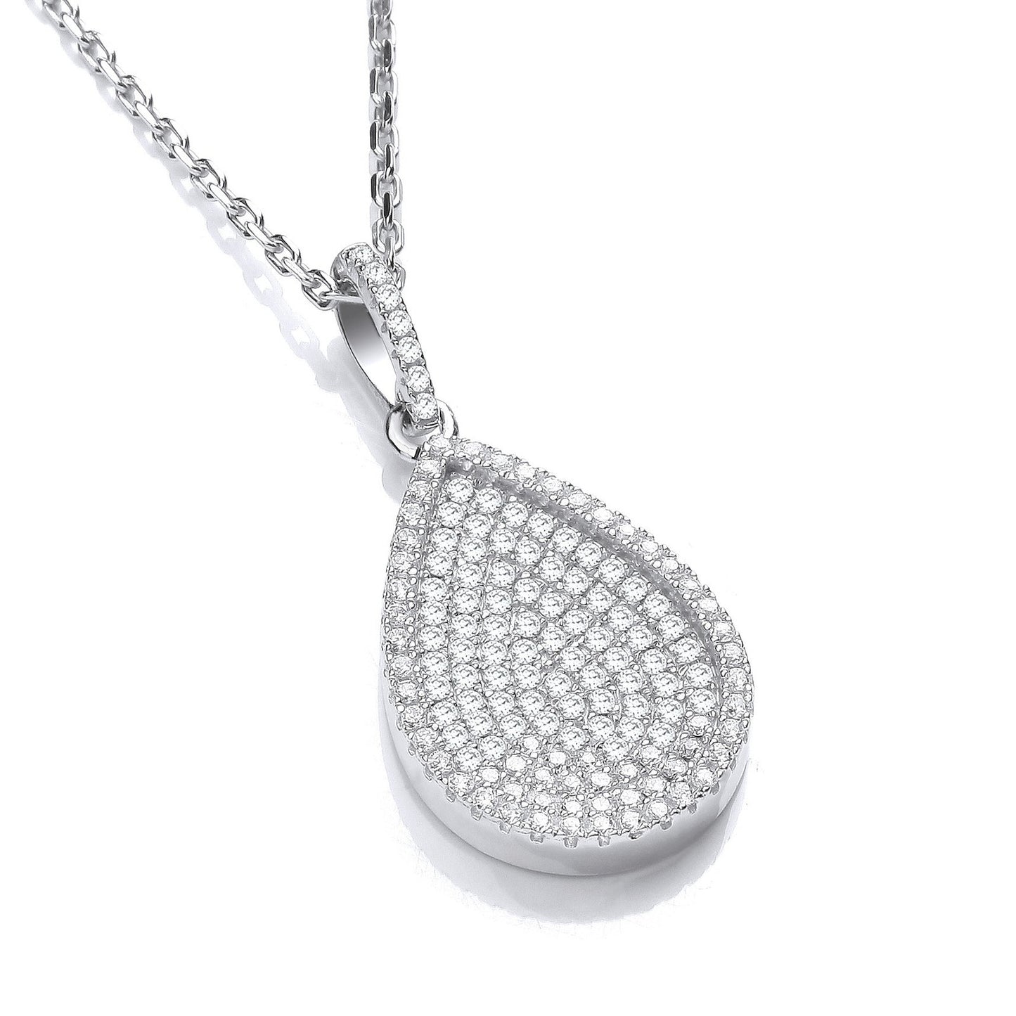 Micro Pave' Pear Shape Pendant With 18" Chain
