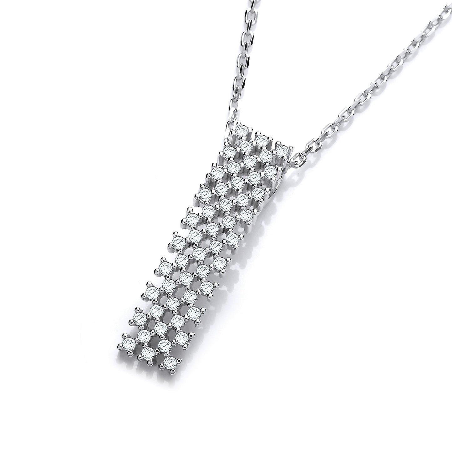 Micro Pave Multi Row Cubic Zirconia Pendant With 18" Chain
