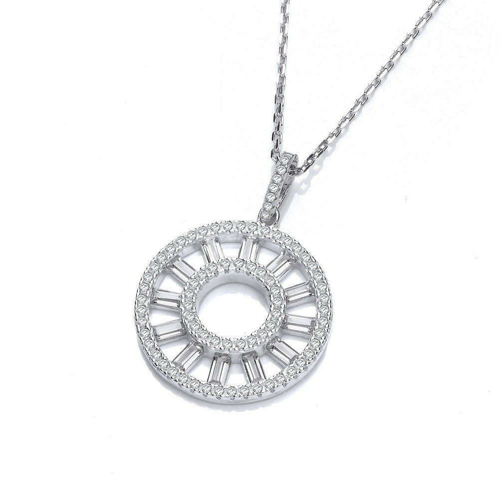 Circle Of Life Round & Baguette Cubic Zirconia Pendant With 18" Chain
