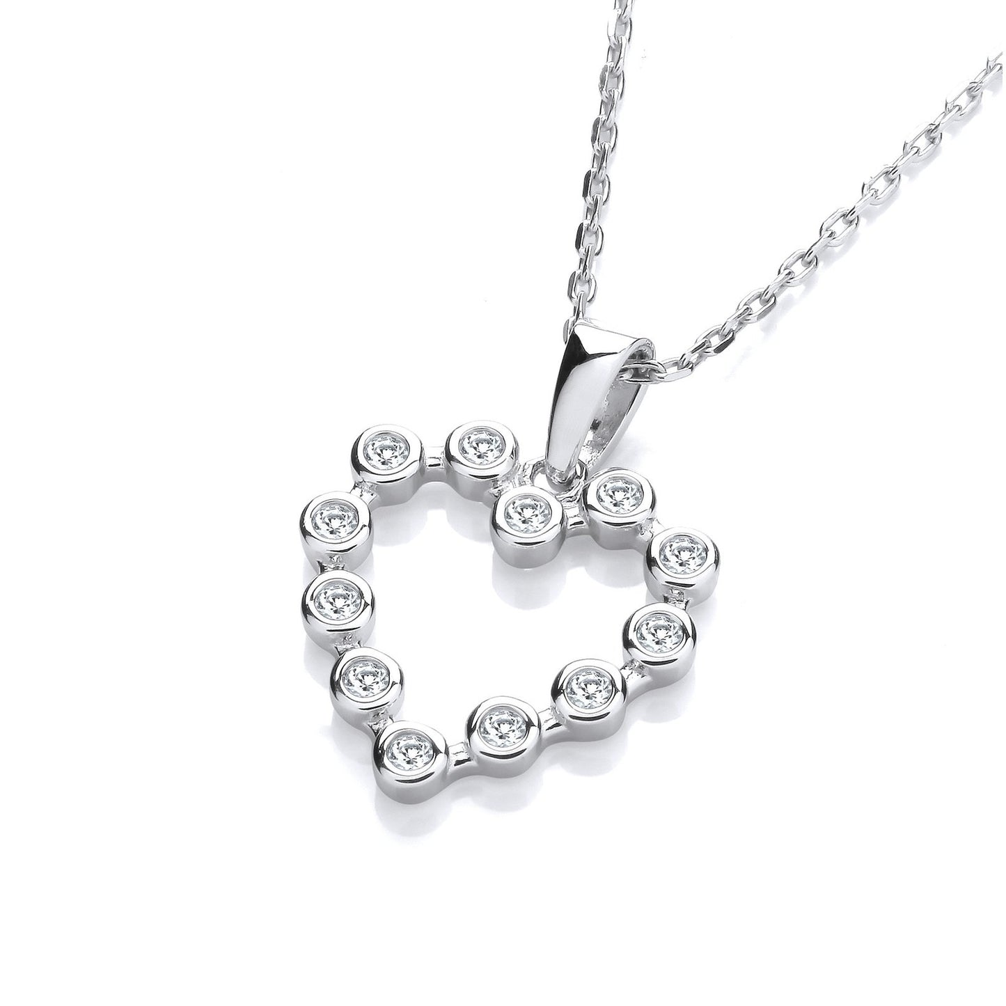 Heart Rubover Cubic Zirconias Drop Pendant With Chain