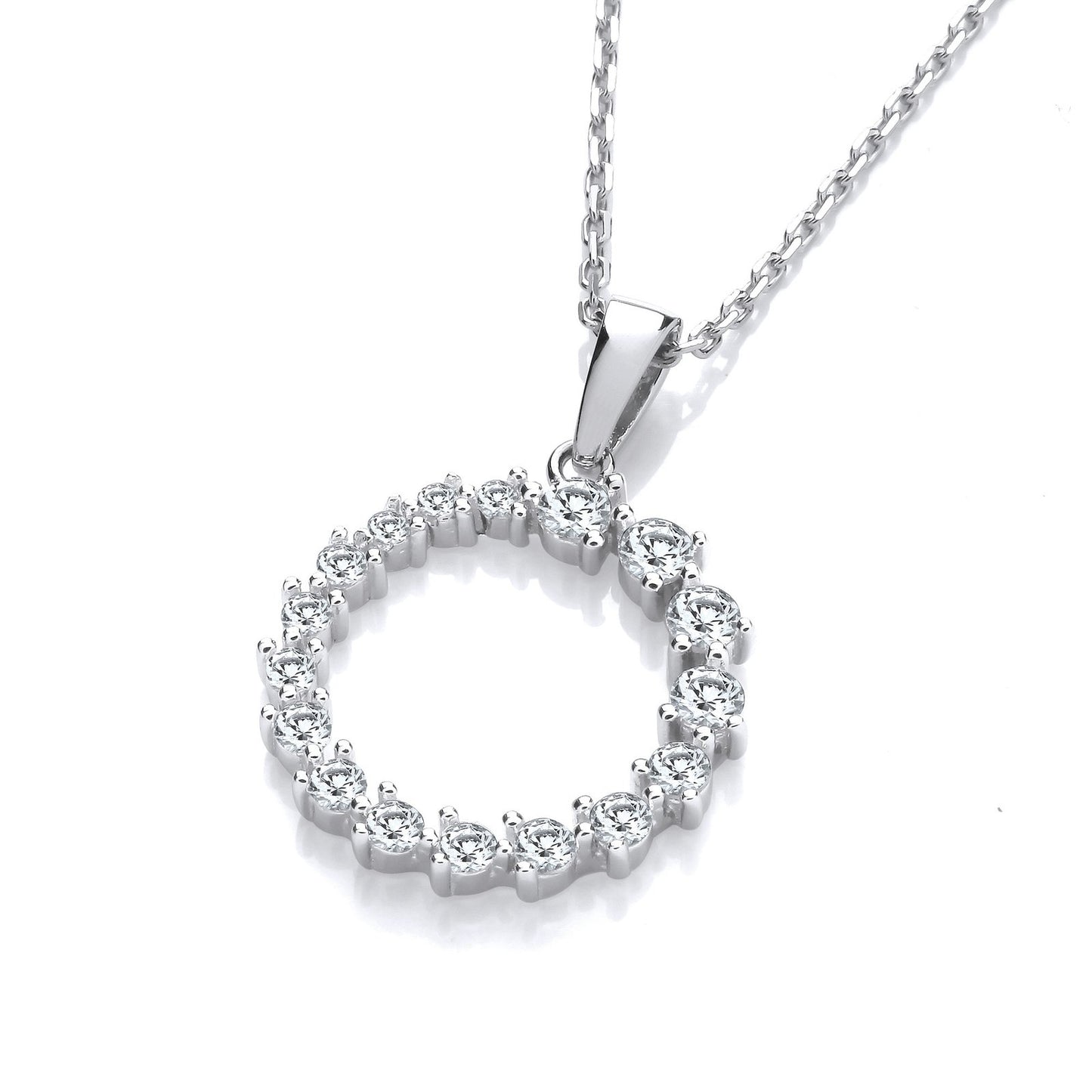 Graduated Cubic Zirconias Circle Of Life Pendant With Chain