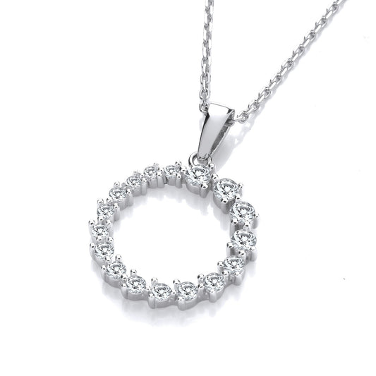 Graduated Cubic Zirconias Circle Of Life Pendant With Chain