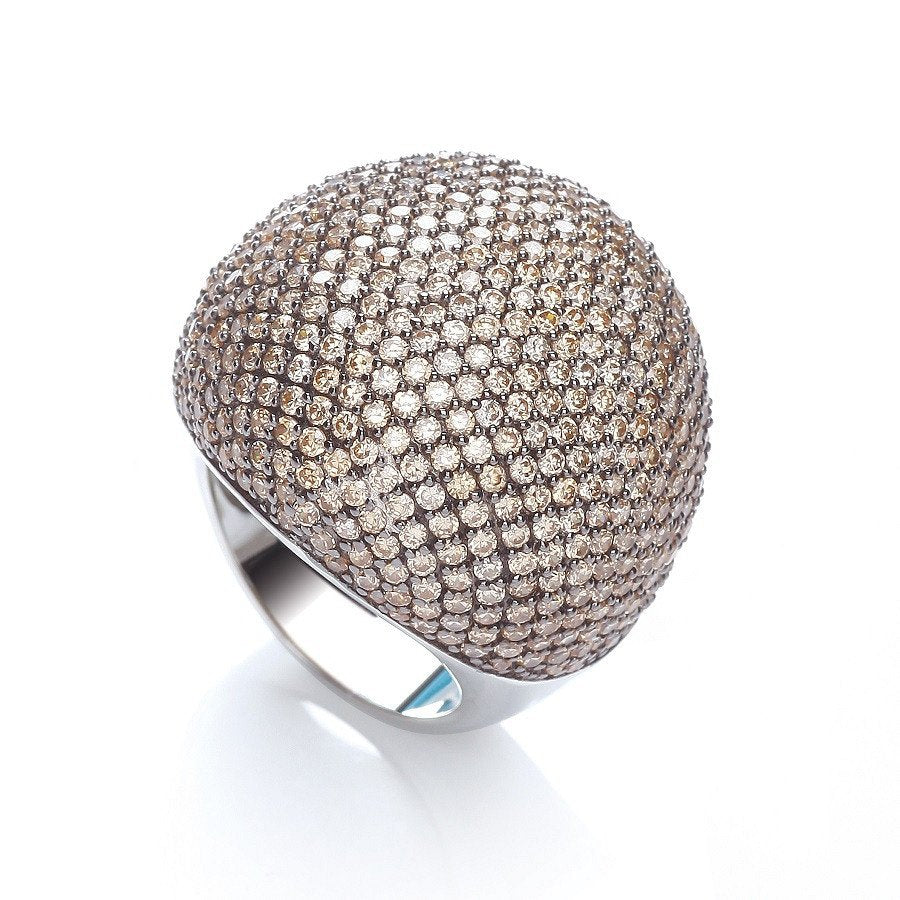Micro Pave' Big Cocktail Ring 503 Champagne Cubic Zirconia