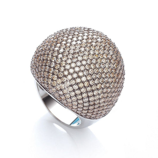 Micro Pave' Big Cocktail Ring 503 Champagne Cubic Zirconia