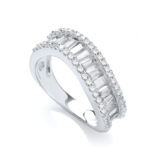Baguette With Round Cubic Zirconia Ring