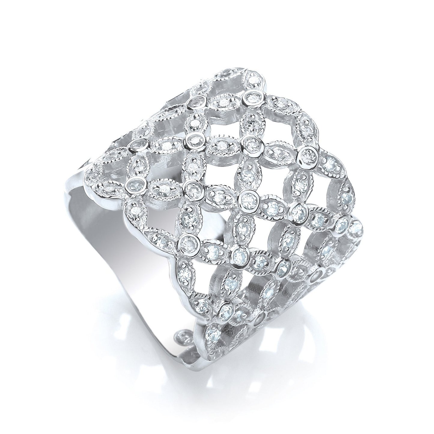 Multi-row Fancy Flower Cubic Zirconia Ring