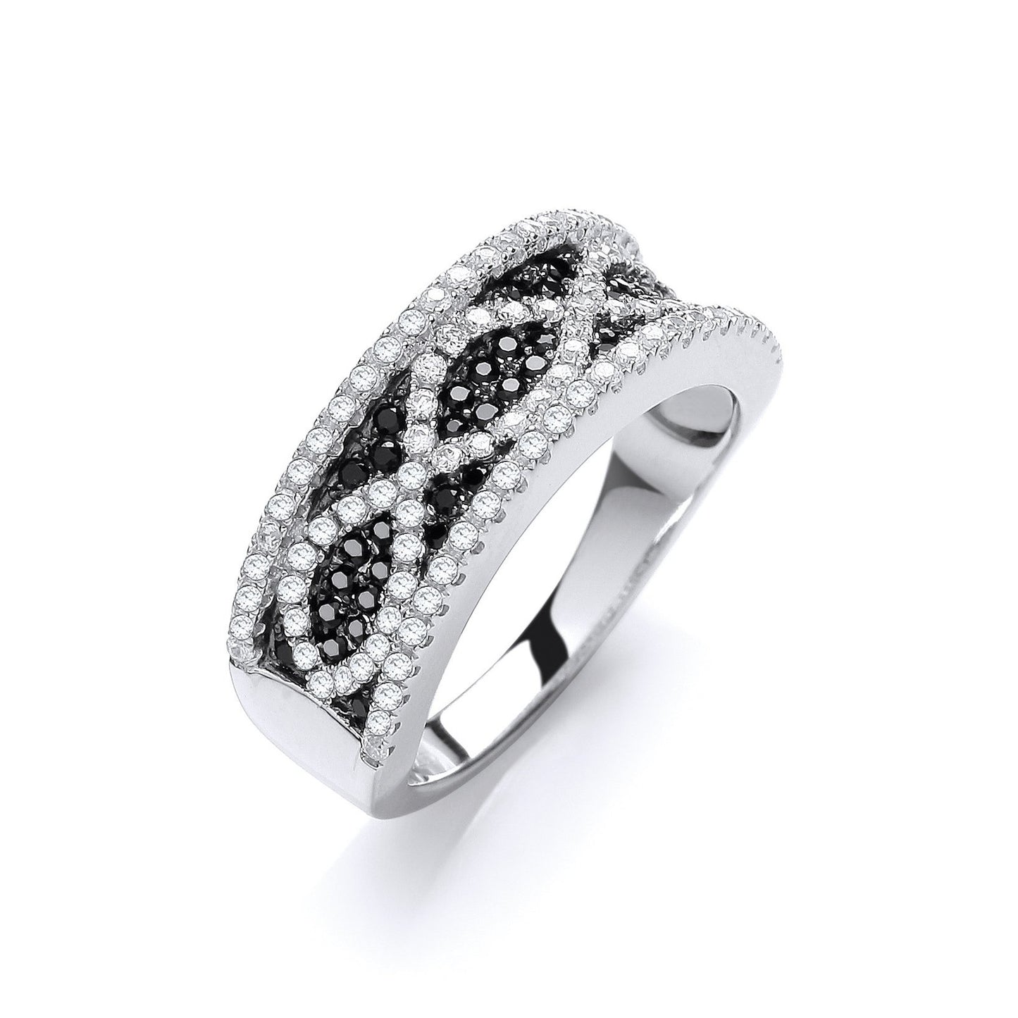 Micro Pave' Black/white Cubic Zirconia Ring