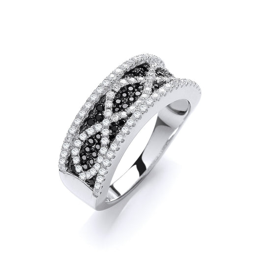Micro Pave' Black/white Cubic Zirconia Ring