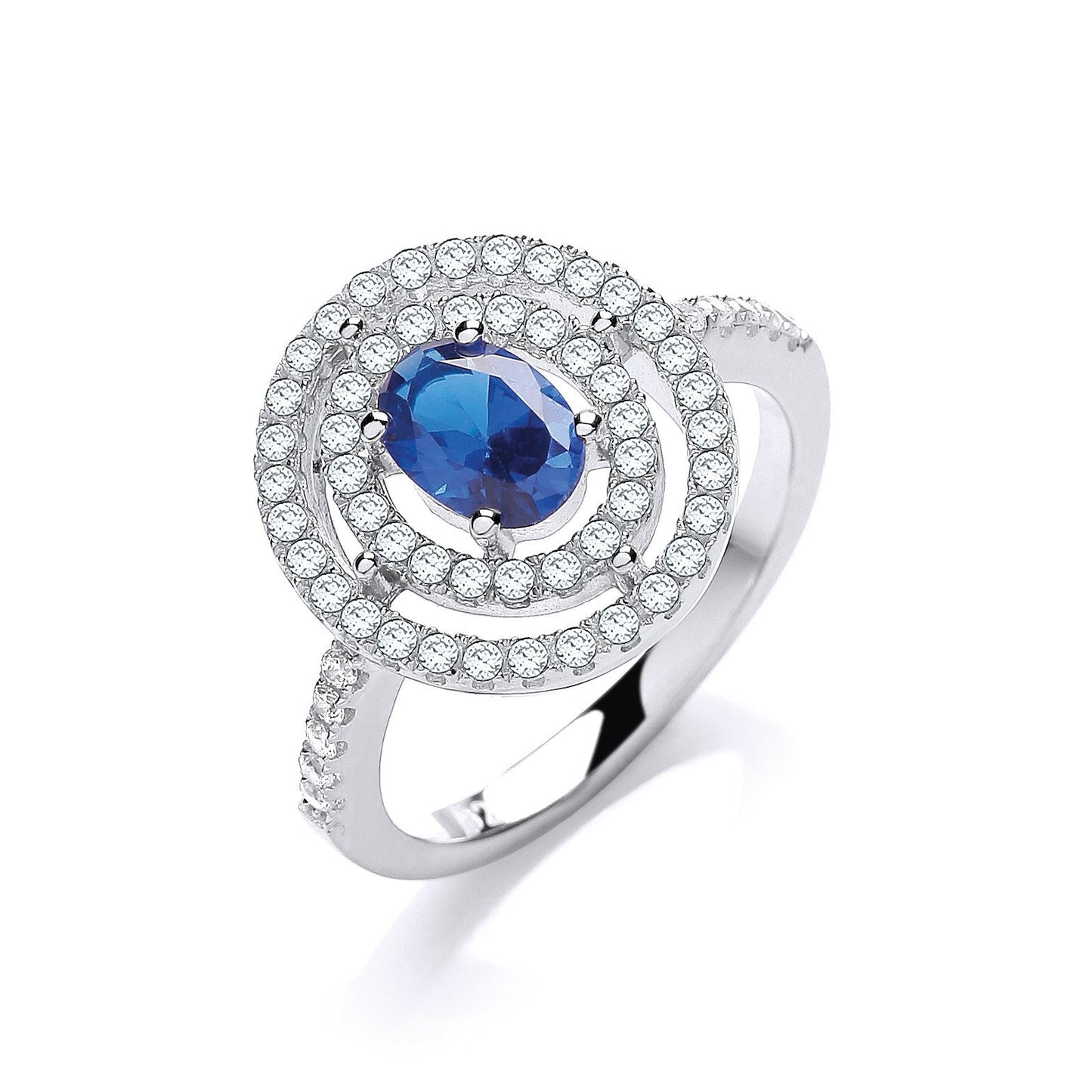 Micro Pave' Sapphire Blue & Clear Cubic Zirconias Ring