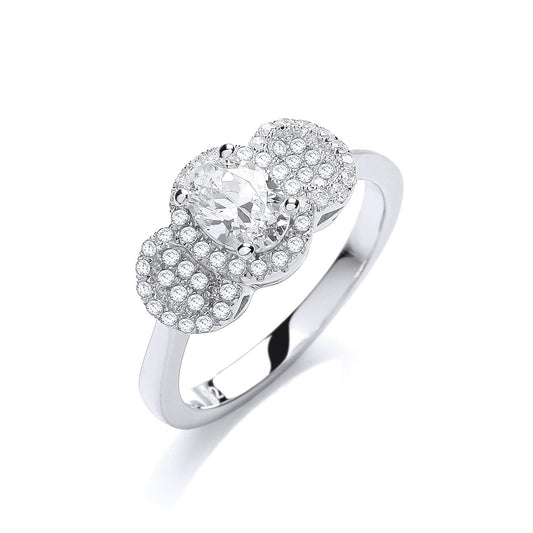 Micro Pave' Trilogy With Centre Cubic Zirconia Ring