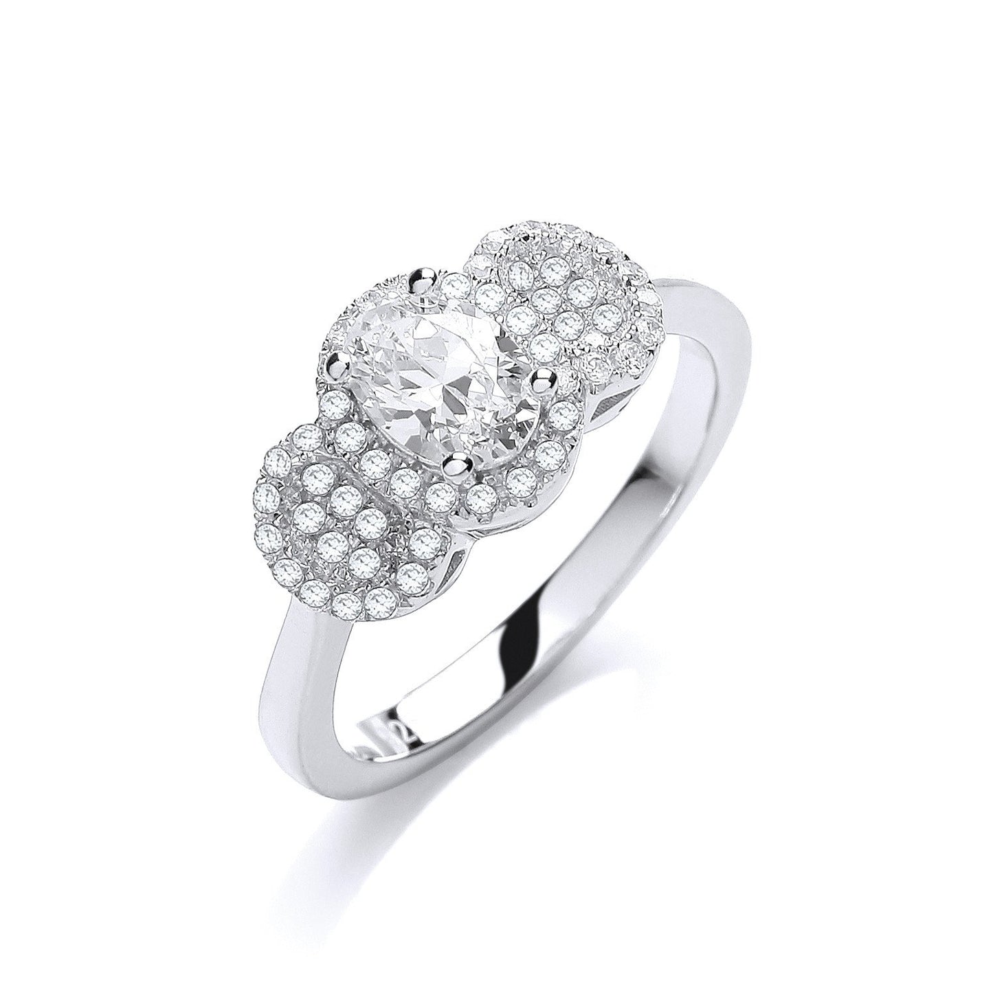 Micro Pave' Trilogy With Centre Cubic Zirconia Ring
