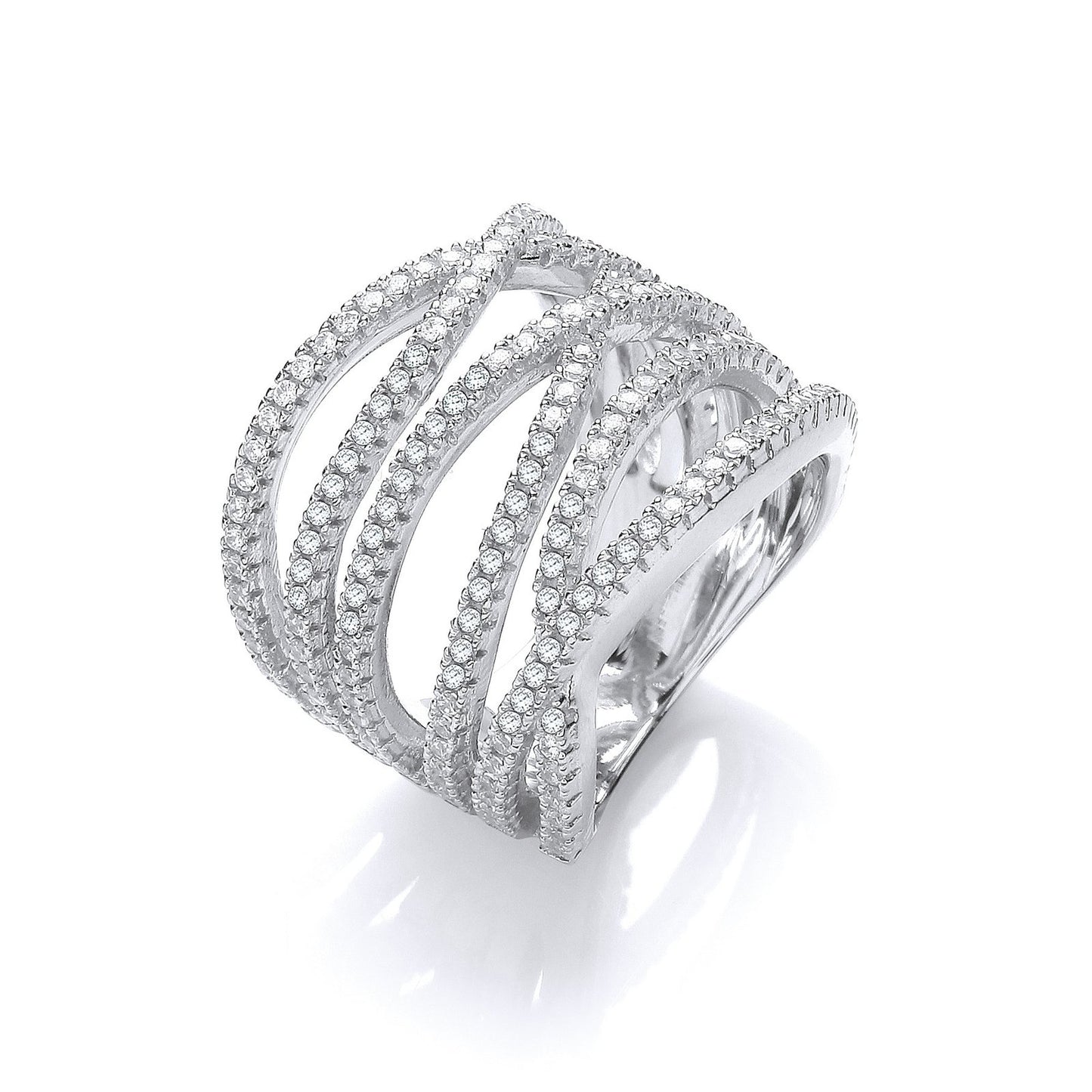 Micro Pave' Six Rows Of Clear Cubic Zirconia Ring
