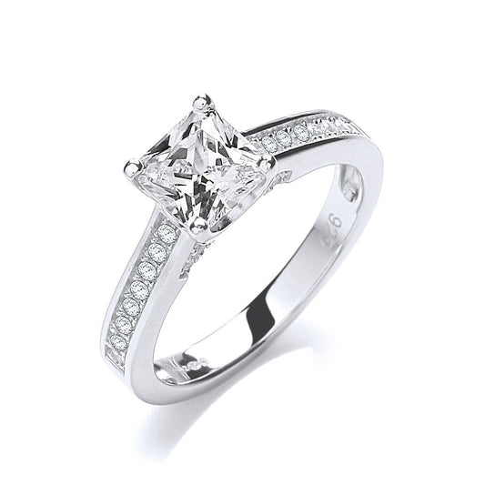Micro Pave' Princess Cut With Shoulder Cubic Zirconia 's Ring