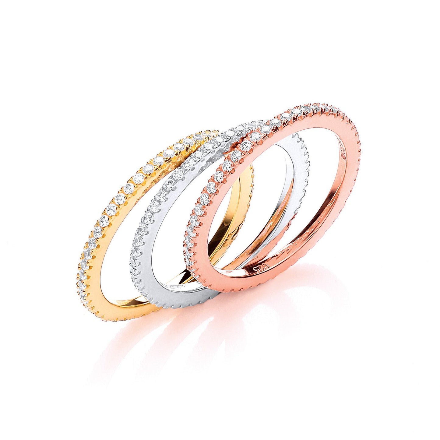 Micro Pave' W/y/r Full Et Cubic Zirconia Ring