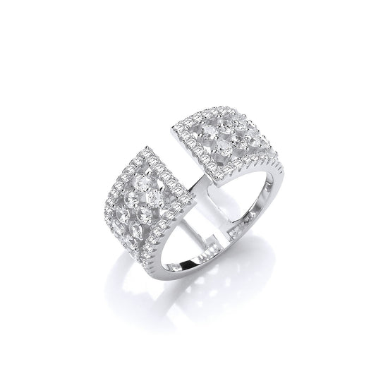 Silver Open Ring With Micro Pave Cubic Zirconia's