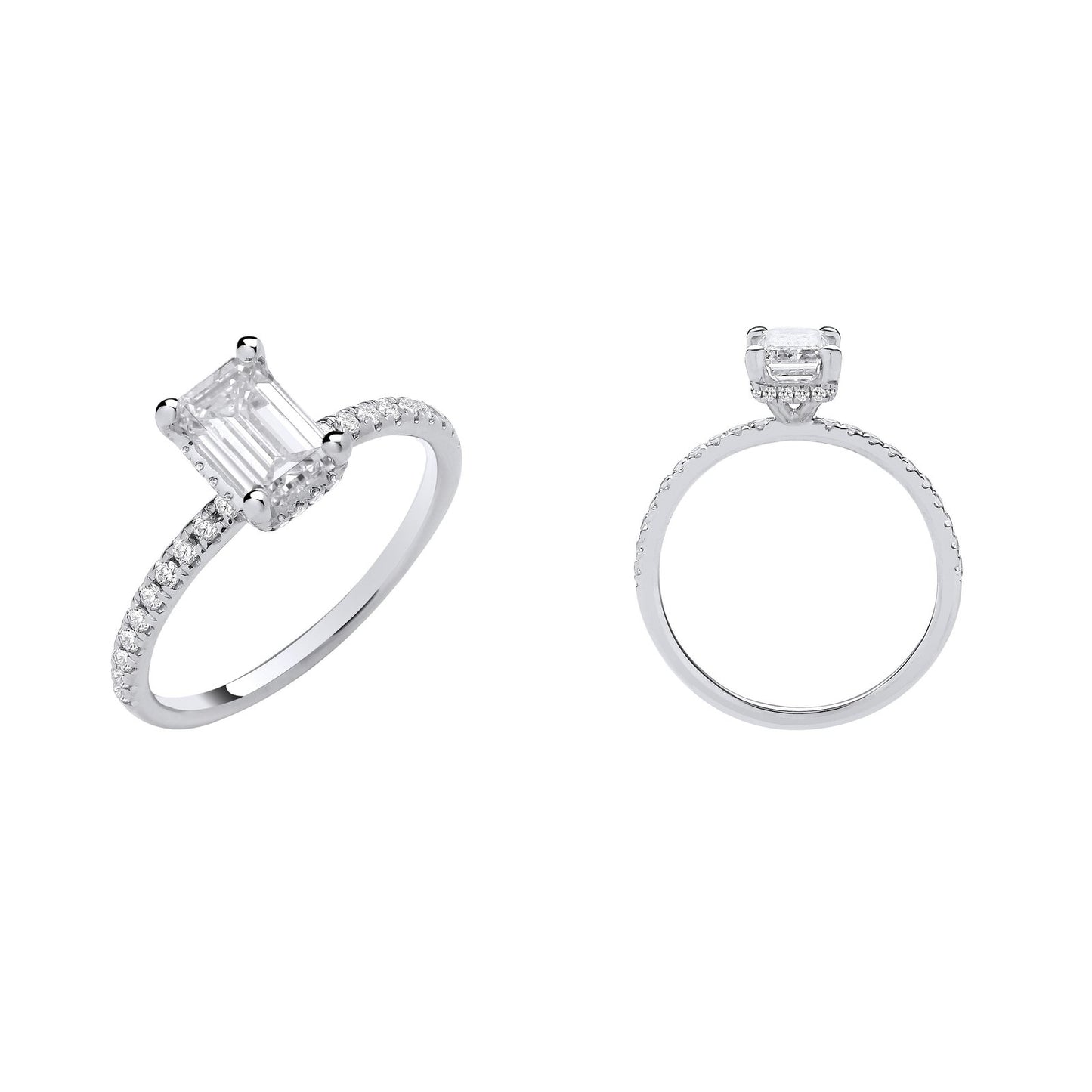 18ct White Gold 1.23ctw Emerald Cut Lab Grown Hidden Halo Diamond Ring Igi Certified