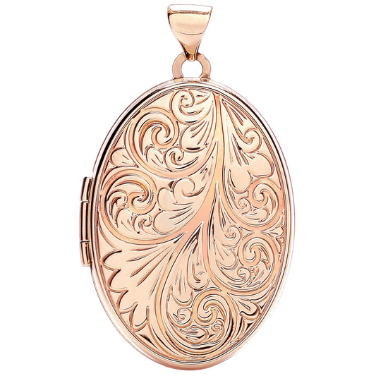 Rose Gold Oval Locket With Design