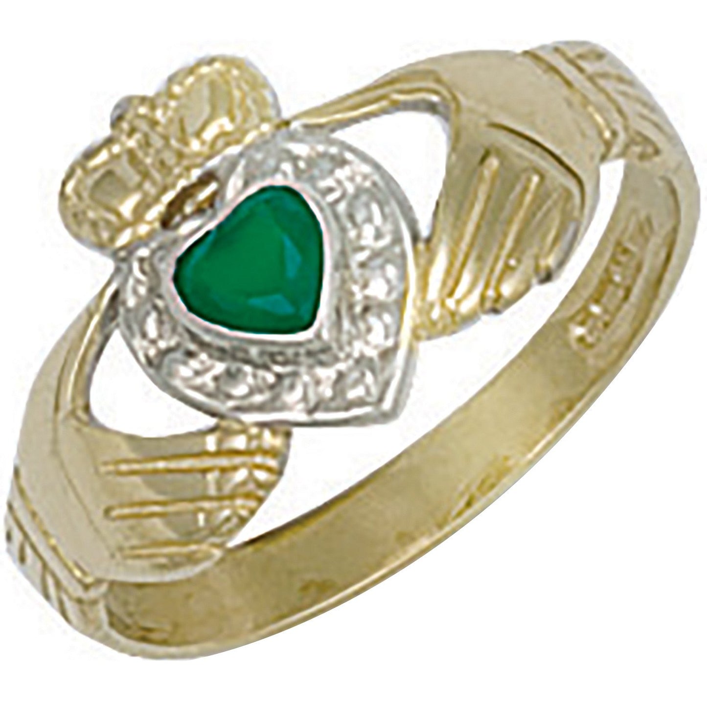 Yellow Gold Cubic Zirconia & Claddagh Ring