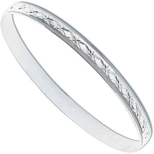 Silver 6mm D/c D-shaped Slave Bangle