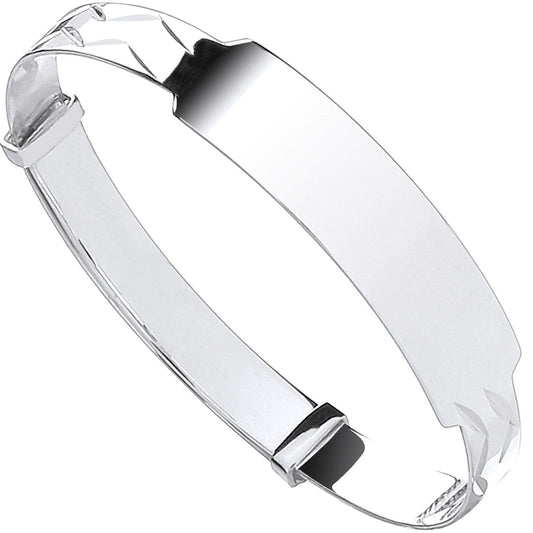 Silver Baby Expandable Id Bangle