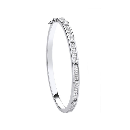 Silver Round Cubic Zirconias Ladies Bangle